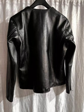 Load image into Gallery viewer, New Men&#39;s &amp; Boys Black Leather Sweatshirt. Real Lambskin Leather Customized T-shirt.
