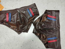 Load image into Gallery viewer, A pair of two Men&#39;s Brown Stylish Brief. Real Soft Sheepskin Leather Underwear&#39;s
