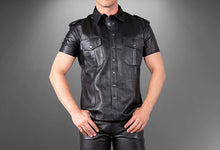 Load image into Gallery viewer, New Men&#39;s Black Leather Shirt. Real Soft Sheepskin Collared leather Shirt Jacket
