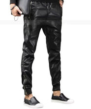 Load image into Gallery viewer, Men&#39;s New Leather Black Lambskin Sweat Pants. Real Soft Leather Joggers trousers
