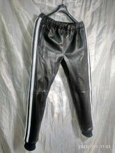 Load image into Gallery viewer, Men&#39;s Leather Black Lambskin Sweat Pants. Handmade Soft Leather Joggers trousers
