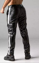 Load image into Gallery viewer, New Men&#39;s Leather Black Lambskin Sweat Pants. Real Soft Leather Motorcycle Jeans.
