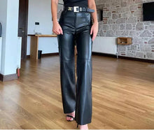 Load image into Gallery viewer, New Women&#39;s Formal Leather Pant. Real Soft Lambskin Leather Stylish Pant. 34
