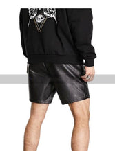 Load image into Gallery viewer, New Black biker leather shorts for mens. Real soft sheepskin leather shorts. 34
