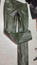 Load image into Gallery viewer, Men&#39;s Leather Forest Green Lambskin Sweat Pants. Handmade Soft Leather trousers.
