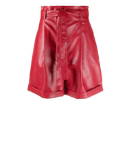 Load image into Gallery viewer, Womens New Red Bermuda Leather Shorts. Real Soft Sheepskin Leather Belted Shorts
