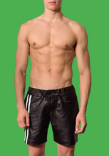 Load image into Gallery viewer, New Black biker leather shorts for mens. Real soft sheepskin breathable leather.
