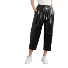 Load image into Gallery viewer, Women&#39;s Premium Black Leather Pant. Real Soft Lambskin casual Leather Trouser.
