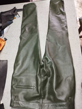 Load image into Gallery viewer, Men&#39;s Leather Forest Green Lambskin Sweat Pants. Handmade Soft Leather trousers.
