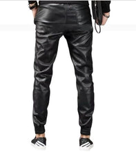 Load image into Gallery viewer, Men&#39;s New Leather Black Lambskin Sweat Pants. Real Soft Leather Joggers trousers
