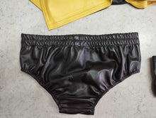 Load image into Gallery viewer, A pair of two Men&#39;s Black Double Layered Briefs. Real Soft Sheepskin Leather.
