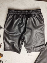 Load image into Gallery viewer, Men&#39;s Premium Black Leather Shorts. Real Soft Sheep leather Breathable shorts.
