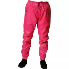 Load image into Gallery viewer, New Men&#39;s Leather Pink Lambskin Sweat Pants. Real Soft Leather Joggers trousers.
