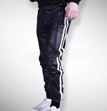 Load image into Gallery viewer, Men&#39;s New Leather Black Lambskin Sweat Pants. Real Soft Leather Joggers trouser.
