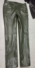 Load image into Gallery viewer, Men&#39;s Leather Forest Green Lambskin Sweat Pants. Handmade Soft Leather trousers.
