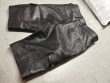 Load image into Gallery viewer, Men&#39;s Black Six Pockets leather Shorts. 2024 Real Soft Sheepskin leather Shorts.
