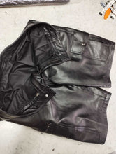 Load image into Gallery viewer, Men&#39;s Black Six Pockets leather Shorts. 2024 Real Soft Sheepskin leather Shorts.
