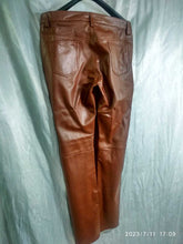 Load image into Gallery viewer, Mens New Brown Color Premium Leather Pant. Real Soft Lambskin Biker Leather Pant.
