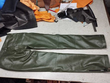 Load image into Gallery viewer, Men&#39;s Leather Forest Green Lambskin Sweat Pants. Handmade Soft Leather trousers.
