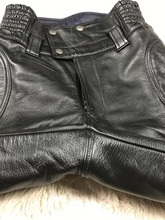 Load image into Gallery viewer, Mens Black Motorcycle Leather Pant. Real Soft Cowhide Leather Padded Biker Pant.
