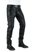 Load image into Gallery viewer, Men&#39;s New Quilted Biker Leather Pant. Real Soft Sheepskin Designer Leather Pant.
