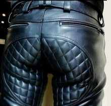 Load image into Gallery viewer, Men&#39;s Quilted Biker Leather Pant. 2023 Real Soft Sheepskin Designer Leather Pant
