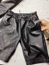 Load image into Gallery viewer, Men&#39;s Premium Black Leather Shorts. Real Soft Sheep leather Breathable shorts.
