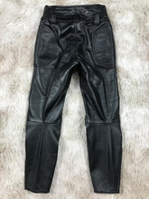 Load image into Gallery viewer, Mens Black Motorcycle Leather Pant. Real Soft Cowhide Leather Padded Biker Pant.
