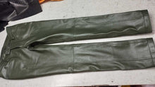 Load image into Gallery viewer, Men&#39;s Leather Forest Green Lambskin Sweat Pants. Handmade Soft Leather trousers.
