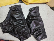 Load image into Gallery viewer, A pair of two Men&#39;s Black Double Layered Briefs. Real Soft Sheepskin Leather.
