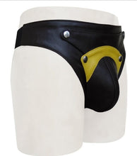 Load image into Gallery viewer, A pair of two Men&#39;s Black Stylish Brief. Real Soft Sheepskin Leather Underwears.
