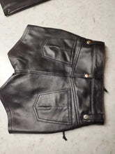 Load image into Gallery viewer, Women&#39;s New Biker Leather shorts. Real Soft lambskin Customized leather Shorts.
