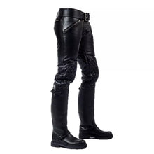 Load image into Gallery viewer, New Black Real Leather Quilted Pants Motorbike Biker Rider Jeans Style Mens Pant
