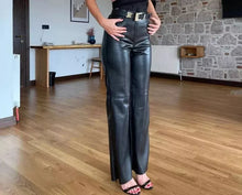 Load image into Gallery viewer, New Women&#39;s Formal Leather Pant. Real Soft Lambskin Leather Stylish Pant. 34
