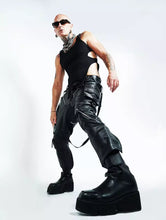 Load image into Gallery viewer, New Mens Drop Crotch Party Leather Pant. Real Soft Lambskin Black Leather Pant
