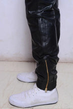 Load image into Gallery viewer, New Men&#39;s Leather Black Lambskin Sweat Pants. Real Soft Leather Joggers trousers

