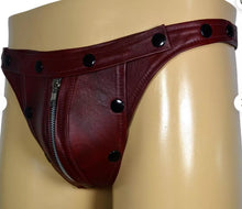 Load image into Gallery viewer, Pair Of 2 Brand New Men&#39;s Brown Leather Thong Jock. Real Leather Breathable Jockstraps
