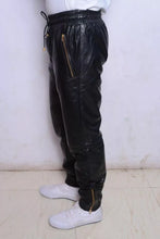 Load image into Gallery viewer, New Men&#39;s Leather Black Lambskin Sweat Pants. Real Soft Leather Joggers trousers
