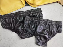 Load image into Gallery viewer, A pair of 4 Men&#39;s styled Black Briefs. Real Soft Sheepskin Leather Underwears.
