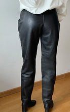 Load image into Gallery viewer, Women's Black Vintage Biker Leather Pant. Real Soft Lambskin Leather Trousers.
