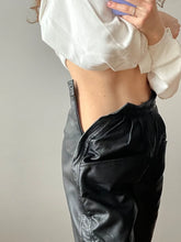 Load image into Gallery viewer, Women's Black Vintage Biker Leather Pant. Real Soft Lambskin Leather Trousers.

