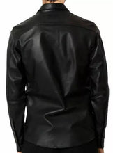 Load image into Gallery viewer, New Men&#39;s Black Casual Leather Shirt. 100% Real Soft Sheepskin leather Shirts M.
