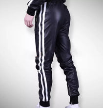 Load image into Gallery viewer, Men&#39;s New Leather Black Lambskin Sweat Pants. Real Soft Leather Joggers trouser.
