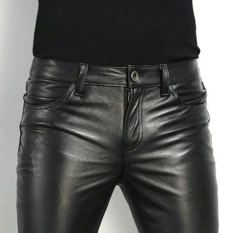 Mens skinny leather pants hotsell
