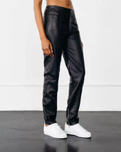 Load image into Gallery viewer, New black leather women&#39;s sweat pants. Biker jeans made from real soft lambskin
