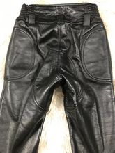 Load image into Gallery viewer, Mens Black Motorcycle Leather Pant. Real Soft Cowhide Leather Padded Biker Pant.
