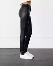 Load image into Gallery viewer, New black leather women&#39;s sweat pants. Biker jeans made from real soft lambskin
