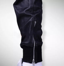 Load image into Gallery viewer, Men&#39;s New Leather Black Lambskin Sweat Pants. Real Soft Leather Joggers trouser.
