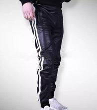 Load image into Gallery viewer, Men&#39;s New Leather Black Lambskin Sweat Pants. Real Soft Leather Joggers trouser.
