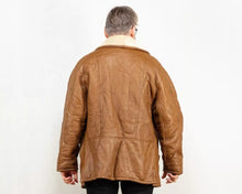 Load image into Gallery viewer, Men's B-3 Brown Shearling Vintage Leather Jacket. Real Sheepskin Coat Real Fur.
